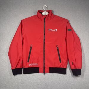 RLX Ralph Lauren Jacket Mens Medium Red Tech Tarffeta Bomber Ripstop Windbreaker